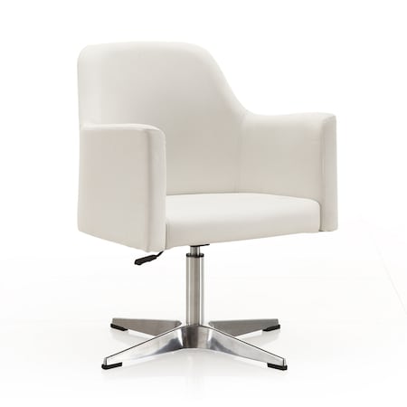 Manhattan Comfort Pelo Adjustable Height Swivel Accent Chair in White and Polished Chrome AC030-WH